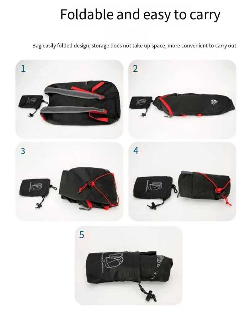 Multifunctional Outdoor Folding Backpack High Density Lightweight Waterproof Nylon Fabric Sports Bag for Camping Hiking Travel - Smarsty