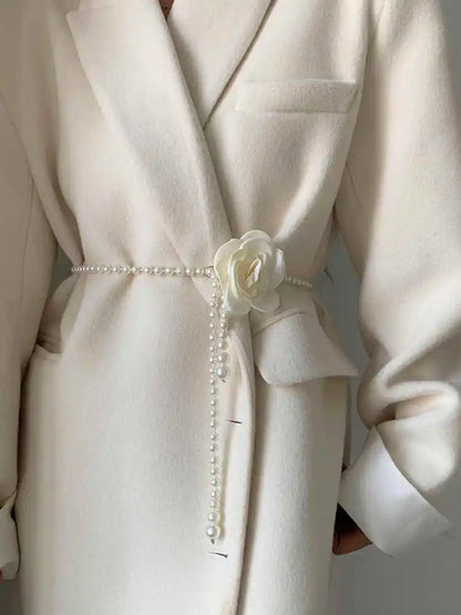 Pearl Waist Belt for Women Elegant Camellia Design - Smarsty