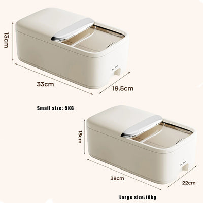 10KG Rice Storage Box Home with Lid Insect Proof Moisture Proof Rice Box Grain Sealed Jar Kitchen Container Storing Dry Grain by Smarsty