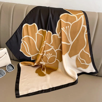 Silk Square Scarf for Women Sun Protection Luxury Shawl - Smarsty