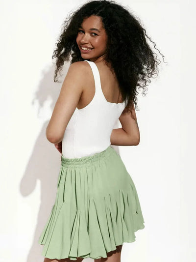 Wolfeel Summer White Mini Skirt High Waist Sexy Cute Ruffle Vintage Tennis Skirt  Elastic Waist Tutu Short Skirts for Women - Smarsty