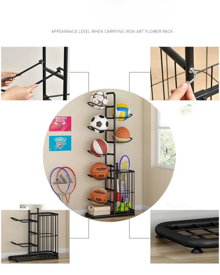 Indoor Children Basketball Storage Rack Put Ball Football Storage Basket Placed Rack Kindergarten Volleyball Stand Holder Space by Smarsty