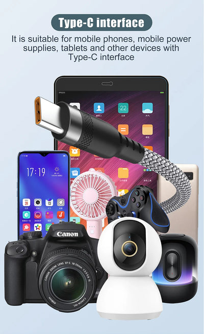 USB Type C 6A Super- Charging Cable For Huawei USB C Extended 1m 2m 3m 5m 8-Meter Cable For Xiaomi Vivo Leeco OnePlus Oppo - Smarsty