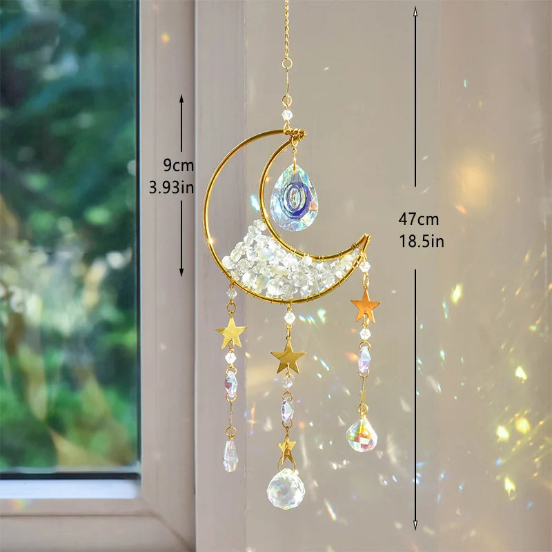 Gold Moon Crystal Suncatcher Wind Chime for Rainbow Effects - Smarsty