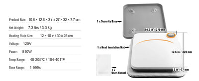 SucceBuy 9x9/12x10 in Portable Heat Press Machine DIY Shirt Printing Multifunctional Sublimation Transfer HTV Vinyl T-shirt Bag - Smarsty