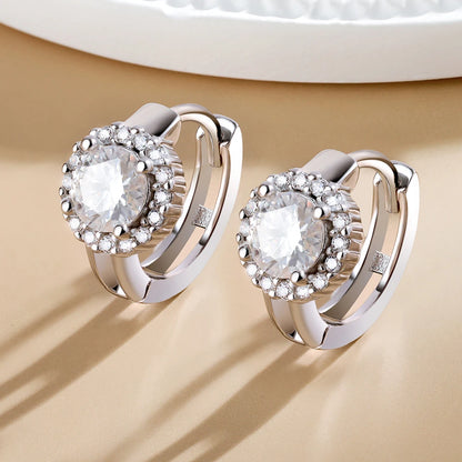 Moissanite Hoop Earrings Sterling Silver Bridal Sparkle - Smarsty