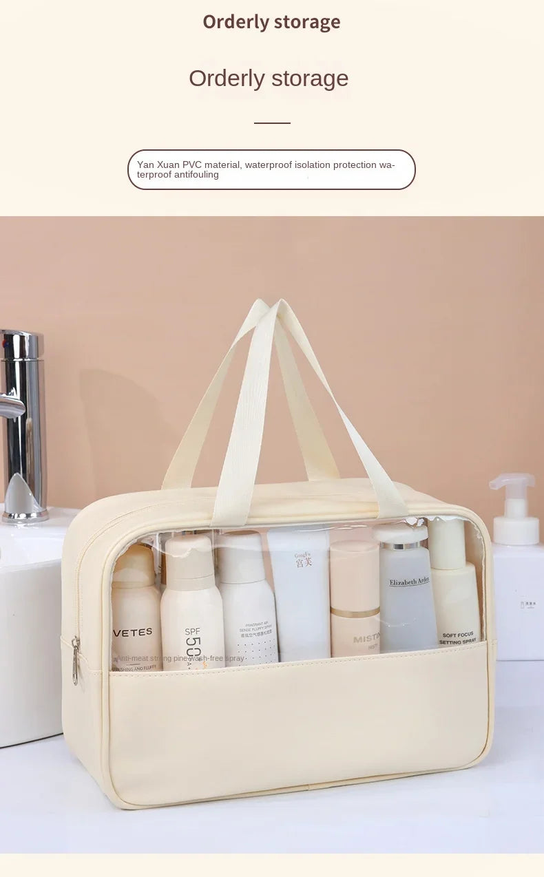 Portable Travel cosmetic bag Women Transparent Makeup Bag Large-Capacity Bath Wash Bags Multifunction Waterproof Storage Case - Smarsty