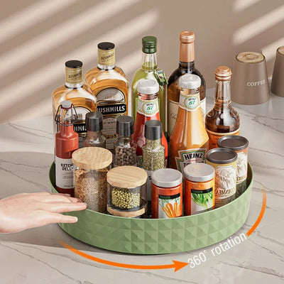 360 Rotating Seasoning Storage Rack Kitchen Storage Spice Rack Non-Slip Cabinet Organizer Tray Plate Cosmetic Organizer Bin by Smarsty