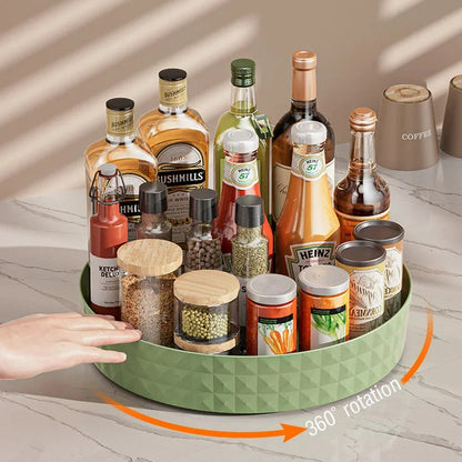 360 Rotating Seasoning Storage Rack Kitchen Storage Spice Rack Non-Slip Cabinet Organizer Tray Plate Cosmetic Organizer Bin