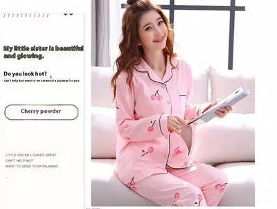 Women's Pajamas Set V-Neck Button down Top and Trousers Sleepwear Homewear Casual Nightwear Loungewear Autumn Winter Two-Piece - Smarsty
