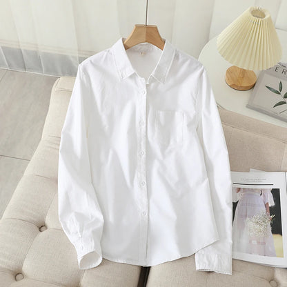 Casual Cotton Women's Oxford Shirt 2024 Autumn New Good Quality Woman Blouse and Tops Lady White Blue Striped Shirts Clothes - Smarsty