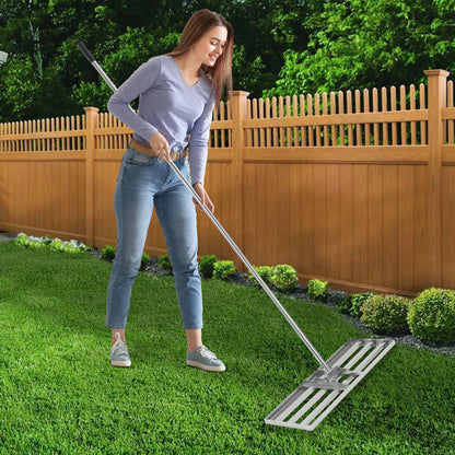 Professional Lawn Leveling Rake Soil Lawn Rake Adjustable 50-180cm Handle 180° Rotation for Perfect Turf & Green Grass
