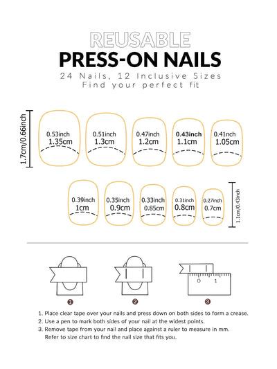 24 Piece Short Fake Nails Set with Glitter Tips - Smarsty