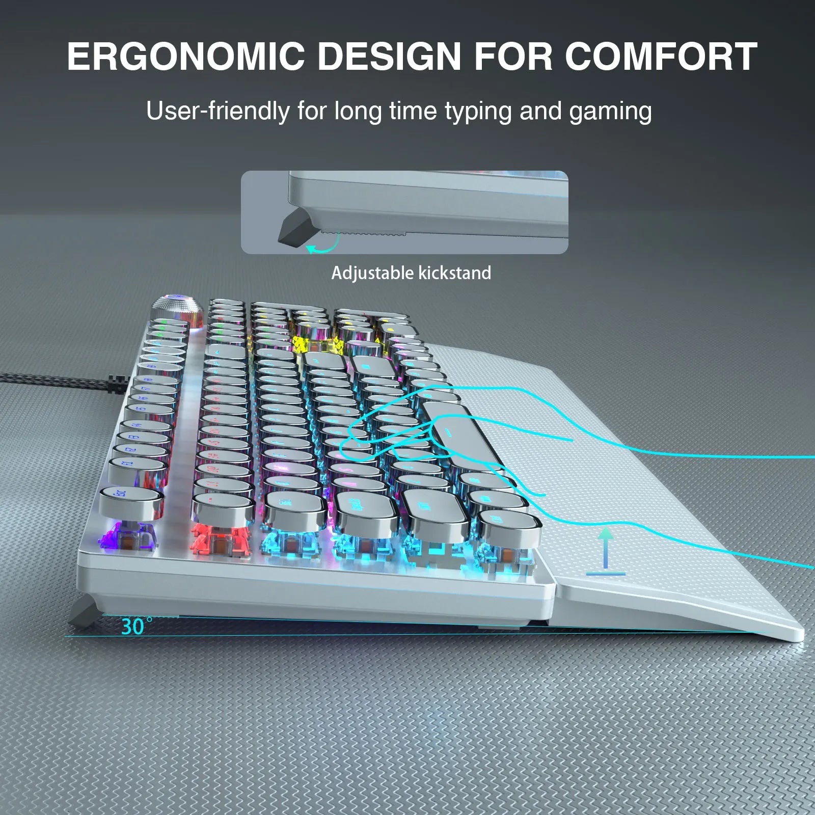 Mechanical Keyboard Blue Switch RGB Backlit Ergonomic