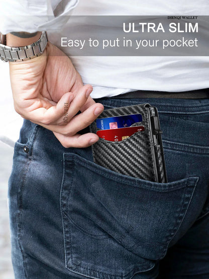Carbon Fiber Rfid Credit Card Holder Men Wallets Anti Theft Slim Thin Wallet Luxury Cardholder Minimalist Wallet Purse Walet Bag - Smarsty