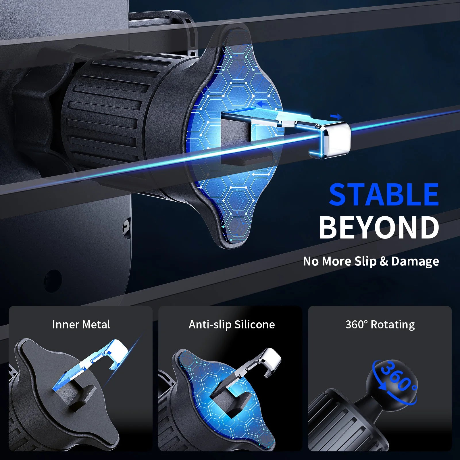 Car Phone Holder With Powerful Suction For Dashboard - Smarsty