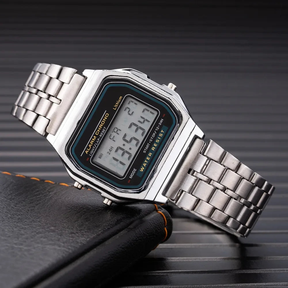Luxury Stainless Steel Men's Digital Watch with Link Bracelet - Smarsty