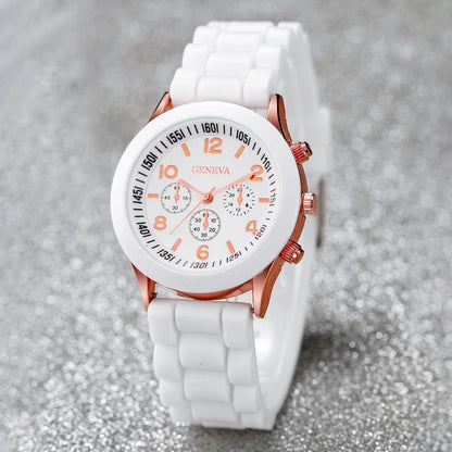 Women's Casual Silicone Band Quartz Watch Set - Smarsty