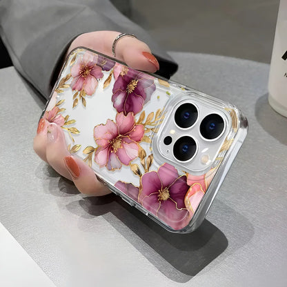 Clear Floral Pattern Phone Case For iPhone 7 To 16 - Smarsty