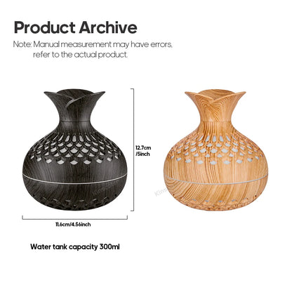 Wood Grain USB Humidifier 300ml for Hydration - Smarsty