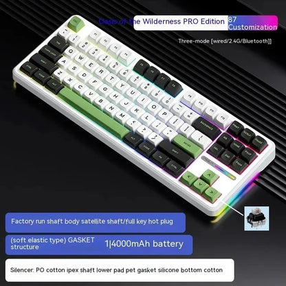 Mechanical Keyboard Tri Mode Wireless 87 Keys Silent Gaming