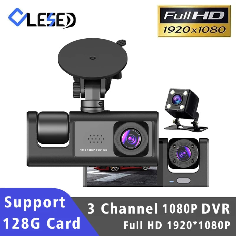 Three Channel Dash Cam 1080P With Three Lenses For Cars - Smarsty
