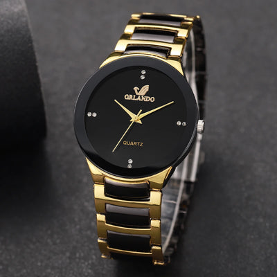 Men's Fashion Black Steel Band Quartz Watch - Smarsty