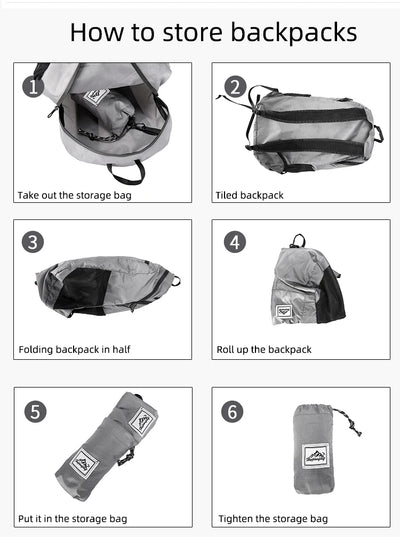 18L Portable Foldable Backpack Folding Mountaineering Bag Ultralight Outdoor Climbing Cycling Travel Knapsack Hiking Daypack by Smarsty