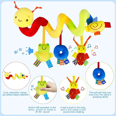 Car Seat Toys Infant Baby Spiral Activity Hanging Rattle Toys Plush Hanging Stroller Sensory Toys For Newborn Gift by Smarsty