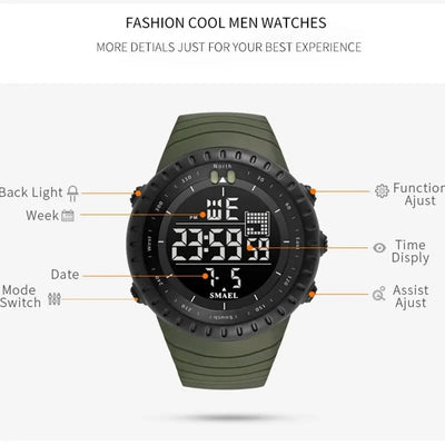 SMAEL Waterproof Digital Sports Watch with Big Dial - Smarsty