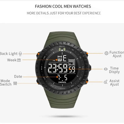 SMAEL Waterproof Digital Sports Watch with Big Dial - Smarsty