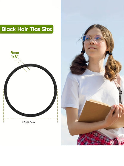 High Elastic Black Hair Bands Strong 50 Pack No Crease - Smarsty