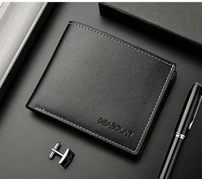 Leather Men Short Wallet Thin Style Folding Young Men Credit Card Holder Wallet - Smarsty