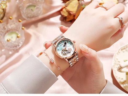 Luxury Women's Automatic Mechanical Watch with Moon Phase - Smarsty