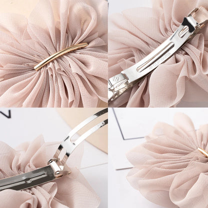 Big Spring Hair Claw Clips with Chiffon Flowers - Smarsty