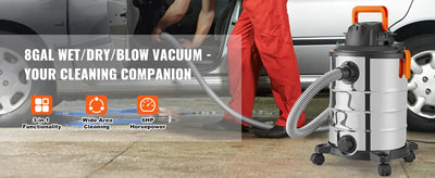 SucceBuy Stainless Steel Wet Dry Shop Vacuum Wet  Dry Vac Powerful Suction  Small Shop Vac Perfect for Carpet Debris  Pet  Hair - Smarsty