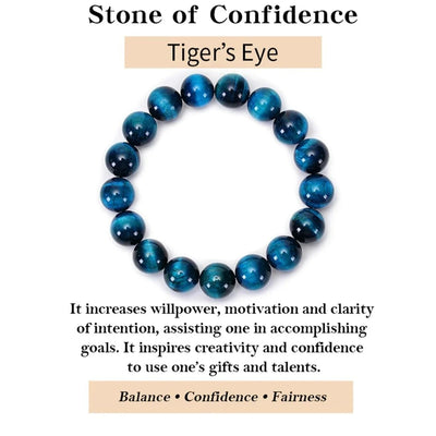 Minimalist Blue Tiger Eye Stone Beaded Bracelet - Smarsty
