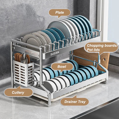 New Dish Drainer Kitchen Storage Organization Stainless Steels Drainer Kitchen Dishes Kitchenware Tableware Drainer Board Rack by Smarsty