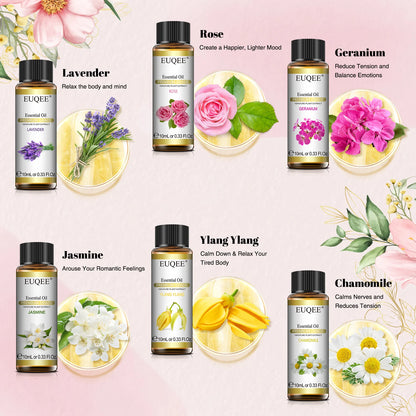 EUQEE Floral Essential Oils Set for Aromatherapy Diffusion - Smarsty