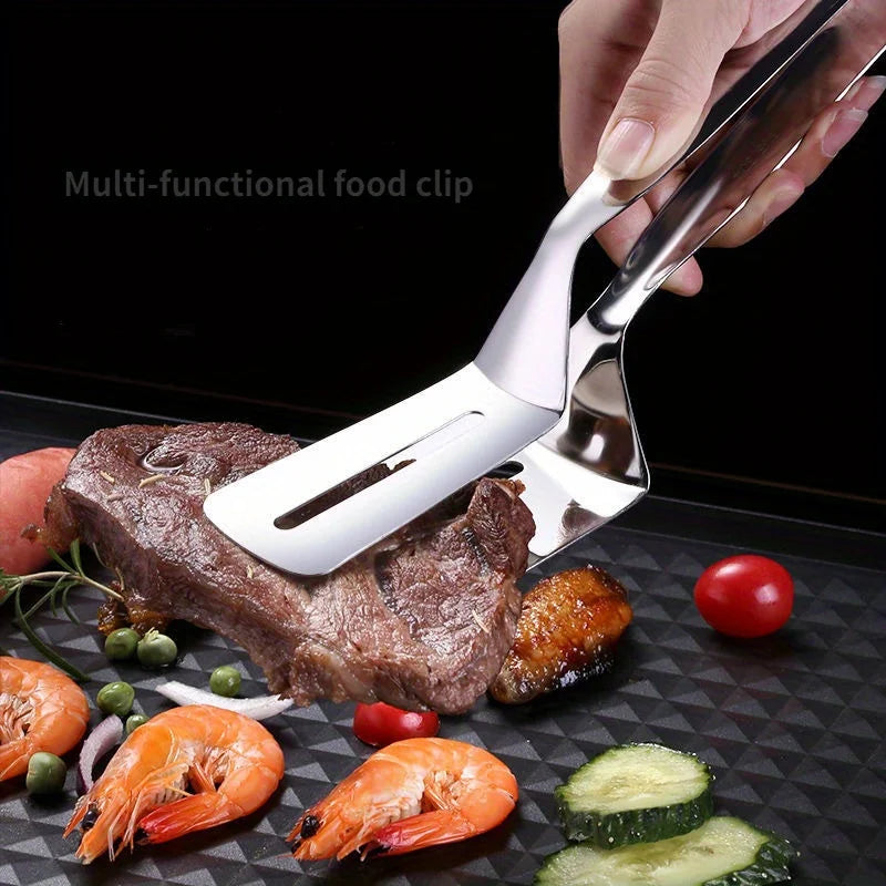 Professional Stainless Steel Food Turner&Tongs,Non-Slip Heat Resistant for Grilling Steak Fish,Multi-PurposeKitchen Flipper Tool - Smarsty