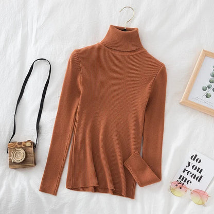 2025 Women Turtleneck Sweater Knitted Soft Pullovers Cashmere Jumpers Basic Solid Soft Sweaters Women Autumn Winter Casual Top - Smarsty