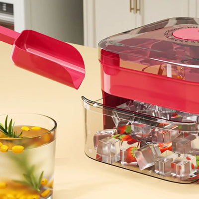 50-Cube Ice Maker with Easy Press Cap Double Layer Ice Cube Maker Refrigerator Household Ice Storage Ice Box - Smarsty