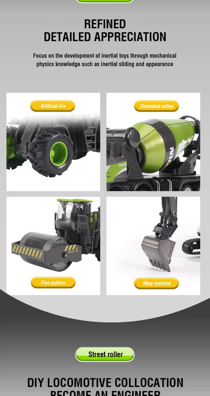 1/50 Model Car Bulldozer Truck Excavator Crane Forklift Construction Engineering Vehicle Toys for Boys Children Educational Toys by Smarsty