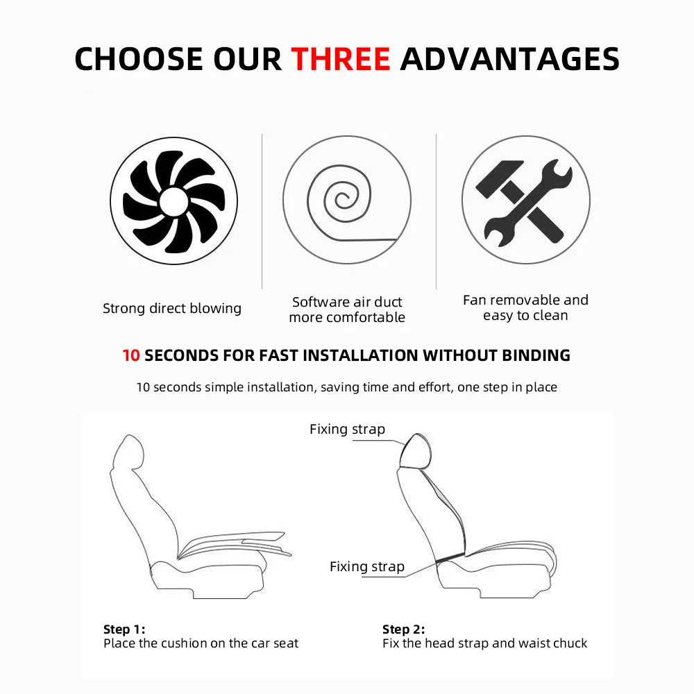 Car Seat Cooling Cushion With USB Powered Fan Three Speed - Smarsty