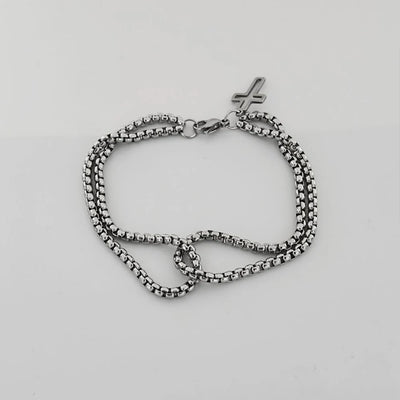 Men's Stainless Steel Cross Chain Bracelet Durable Design - Smarsty