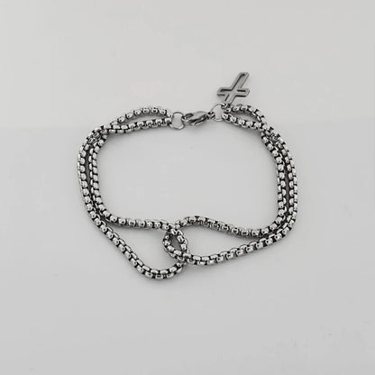 Men's Stainless Steel Cross Chain Bracelet Durable Design - Smarsty