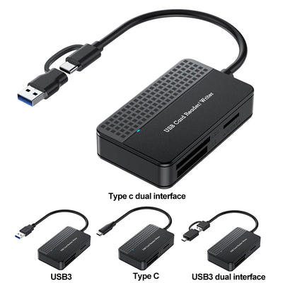 USB 3.0 Type C 4 in 1 Card Reader 5Gbps Memory Smart Card Reader SD TF CF MS Compact Flash Card Adapter 20cm Cable for Laptop PC
