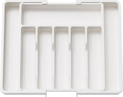 Adjustable Kitchen Storage Organizer Tray – Plastic Multifunctional Drawer Organizer for Kitchen Counter Utensils