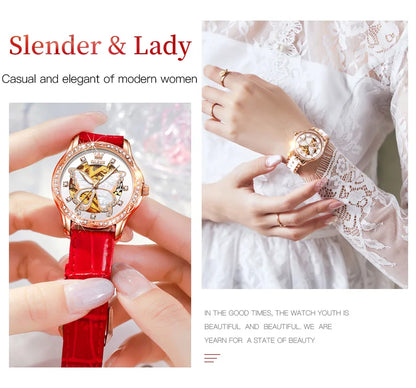 OLEVS Women's Luxury Waterproof Mechanical Watch with Butterfly Dial - Smarsty