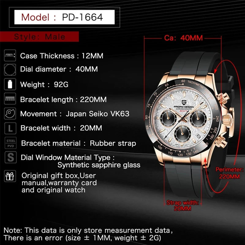 PAGANI DESIGN Men's Waterproof Chronograph Quartz Watch - Smarsty